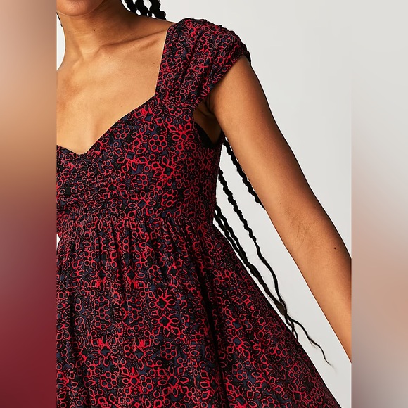 NEW Free People Tabitha Mini Dress In Black Combo - Picture 7 of 10